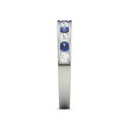 Diamond Round Blue Sapphire Band 2.50 Carats White Gold 14K Jewelry - Gemstone Ring-harrychadent.ca