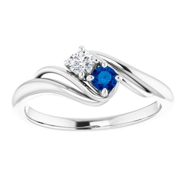 Diamond Round Blue Sapphire Bypass Setting Ring 1.50 Carats - Gemstone Ring-harrychadent.ca