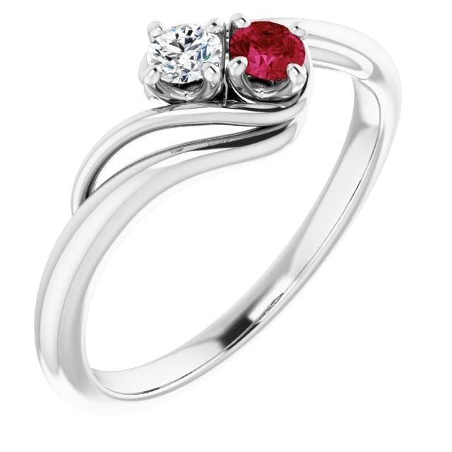 Diamond Round Ruby Bypass Setting Ring 1.50 Carats White Gold 14K - Gemstone Ring-harrychadent.ca