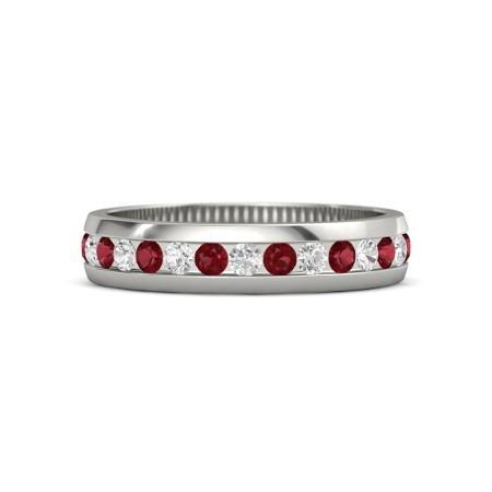 Diamond Round Ruby Eternity Band 2.50 Carats White Gold 14K - Gemstone Ring-harrychadent.ca