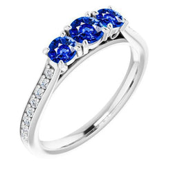 Natural Earth Mined Diamond Sapphire Ring 1.10 Carats Claw Prong Setting Women Jewelry