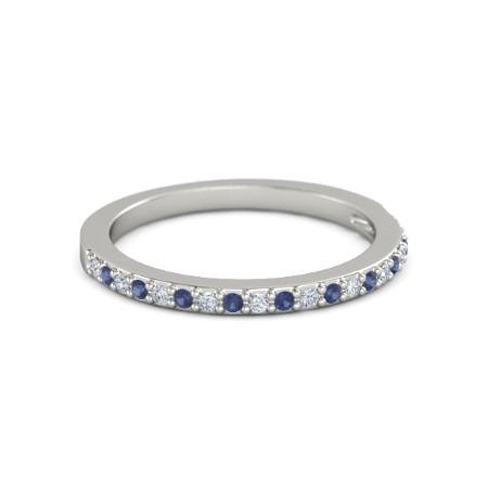 Diamond Wedding Band 0.60 Carats Prong Setting Blue Sapphires - Gemstone Ring-harrychadent.ca