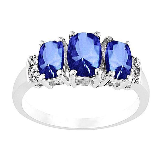 Diamonds Ceylon Sapphire 5.26 Carats Wedding Ring Gold White 14K - Gemstone Ring-harrychadent.ca