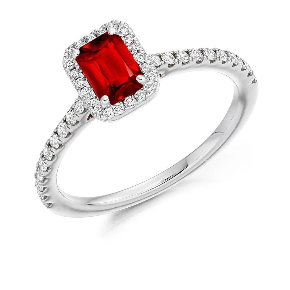 Emerald Cut Red Ruby Diamond 2.30 Carats Anniversary Ring - Gemstone Ring-harrychadent.ca
