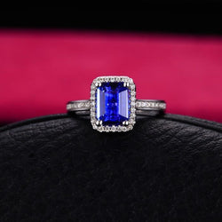 Emerald Cut Sapphire And Diamond Ring Jewelry 2.40 Ct Gold 14K