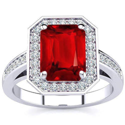 Emerald Ruby Natural Earth Mined Diamond Ring 11 Carats White Gold 14K Prong Set Jewelry