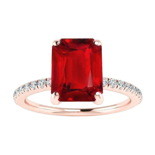 Emerald Ruby Gem-Stone Diamond Wedding Ring 11.25 Carats Rose Gold 14K - Gemstone Ring-harrychadent.ca