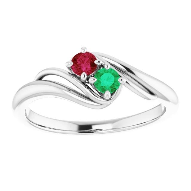 Emerald & Ruby Stones 1 Carat Ring Bypass Shank White Gold 14K - Gemstone Ring-harrychadent.ca