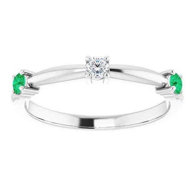 Emerald Stone Promise Ring 1.50 Carats White Gold 14K - Gemstone Ring-harrychadent.ca