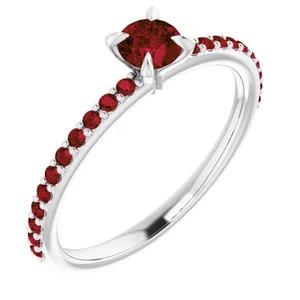 Engagement Ring 0.95 Carats Accented Burmese Rubies 14K White Gold - Gemstone Ring-harrychadent.ca