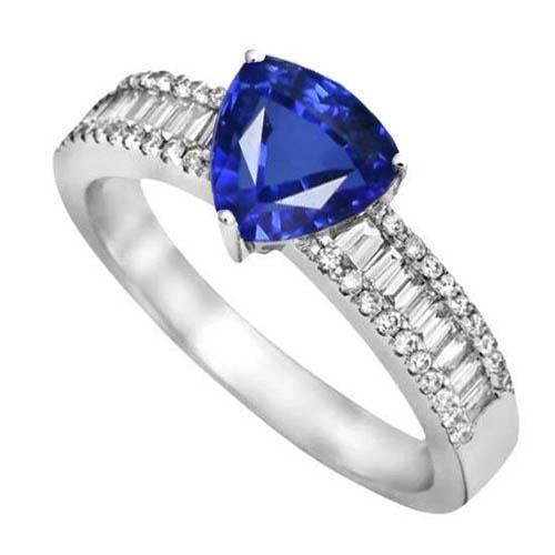 Engagement Ring Gemstone Blue Sapphire & Diamonds 4 Carats New - Gemstone Ring-harrychadent.ca