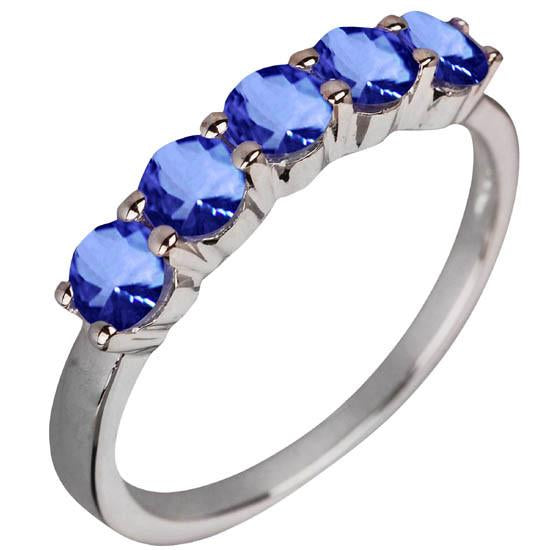 Five Stone Round Tanzanite Gemstone 2.50 Carat Ring Band Jewelry - Gemstone Ring-harrychadent.ca