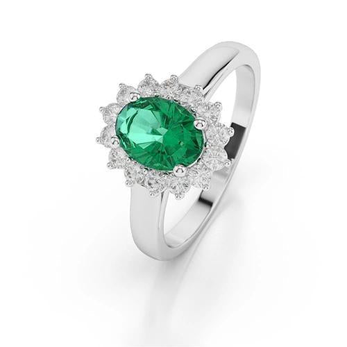 Green Emerald And Diamond Ring 3.50 Carats Lady Gold Jewelry - Gemstone Ring-harrychadent.ca