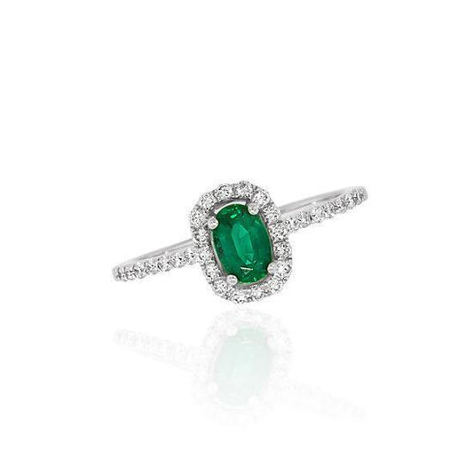 Green Emerald And Diamonds 5.25 Carats Wedding Ring 14K WG - Gemstone Ring-harrychadent.ca