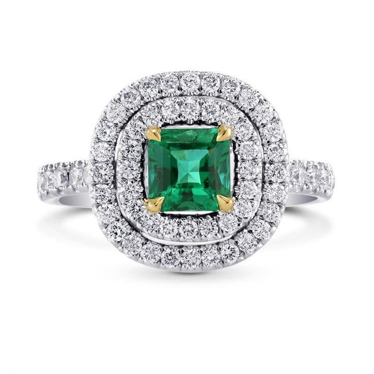 Green Emerald Diamond Engagement Ring Two Tone 3.70 Carats - Gemstone Ring-harrychadent.ca