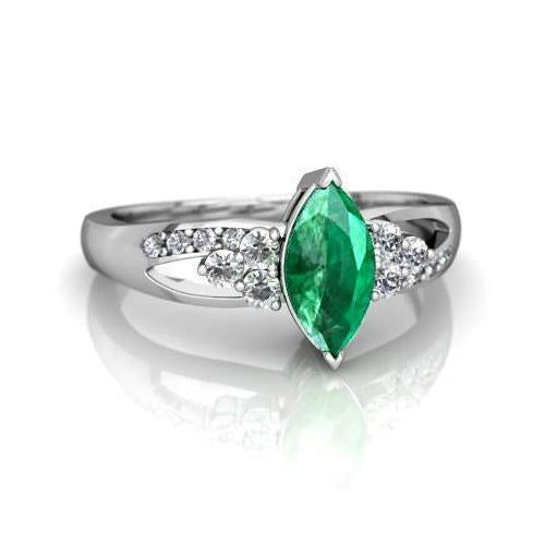 Green Emerald With Diamonds 2.75 Ct. Engagement Ring White Gold 14K - Gemstone Ring-harrychadent.ca
