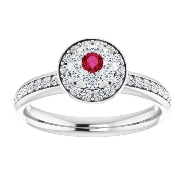 Halo Ruby & Diamond Ring 1.80 Carats White Gold 14K - Gemstone Ring-harrychadent.ca