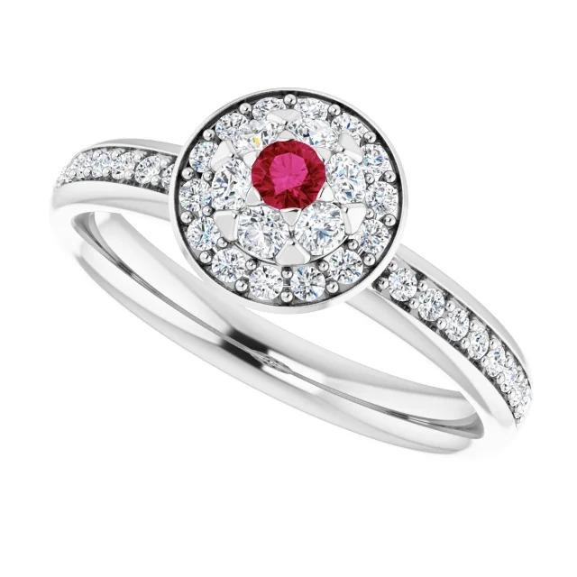 Halo Ruby & Diamond Ring 1.80 Carats White Gold 14K - Gemstone Ring-harrychadent.ca