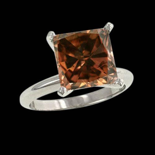 Huge Champagne Radiant Cut 3 Ct Diamond Gemstone Engagement Ring - Gemstone Ring-harrychadent.ca