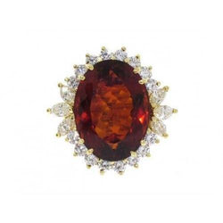 Madeira Oval Citrine And Diamond Ring Yellow Gold 14K Jewelry 29.50 Ct