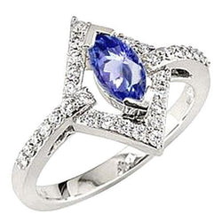 Marquise Ceylon Blue Sapphire And Diamonds White Gold Ring 4.50 Carats