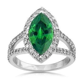 Marquise Cut Green Emerald & Round Diamond 6.50 Carats Anniversary Ring - Gemstone Ring-harrychadent.ca