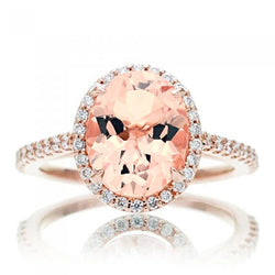 Morganite With Diamonds 27.50 Carats Ring Rose Gold 14K