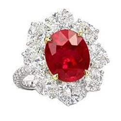 Natural Oval Ruby With Diamonds 6.10 Ct Wedding Ring Gold 14K - Gemstone Ring-harrychadent.ca