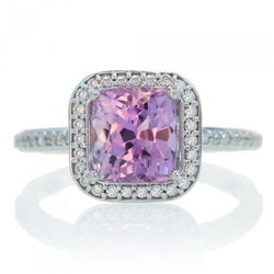 Pink Kunzite With Natural Earth Mined Diamond Ring Lady Jewelry Gold 18.45 Ct