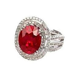 Ruby With Natural Earth Mined Diamonds 4.5 Carats Wedding Ring White Gold 14K