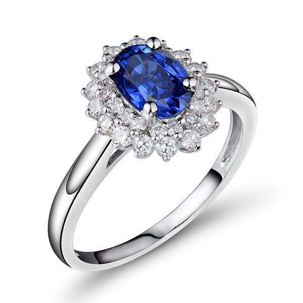 Oval And Round Cut 4 Ct Sri Lanka Sapphire Diamonds Halo Ring - Gemstone Ring-harrychadent.ca