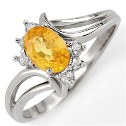 Oval Cut Yellow Sapphire And Round Natural Earth Mined Diamonds Wedding Ring Gold 14K