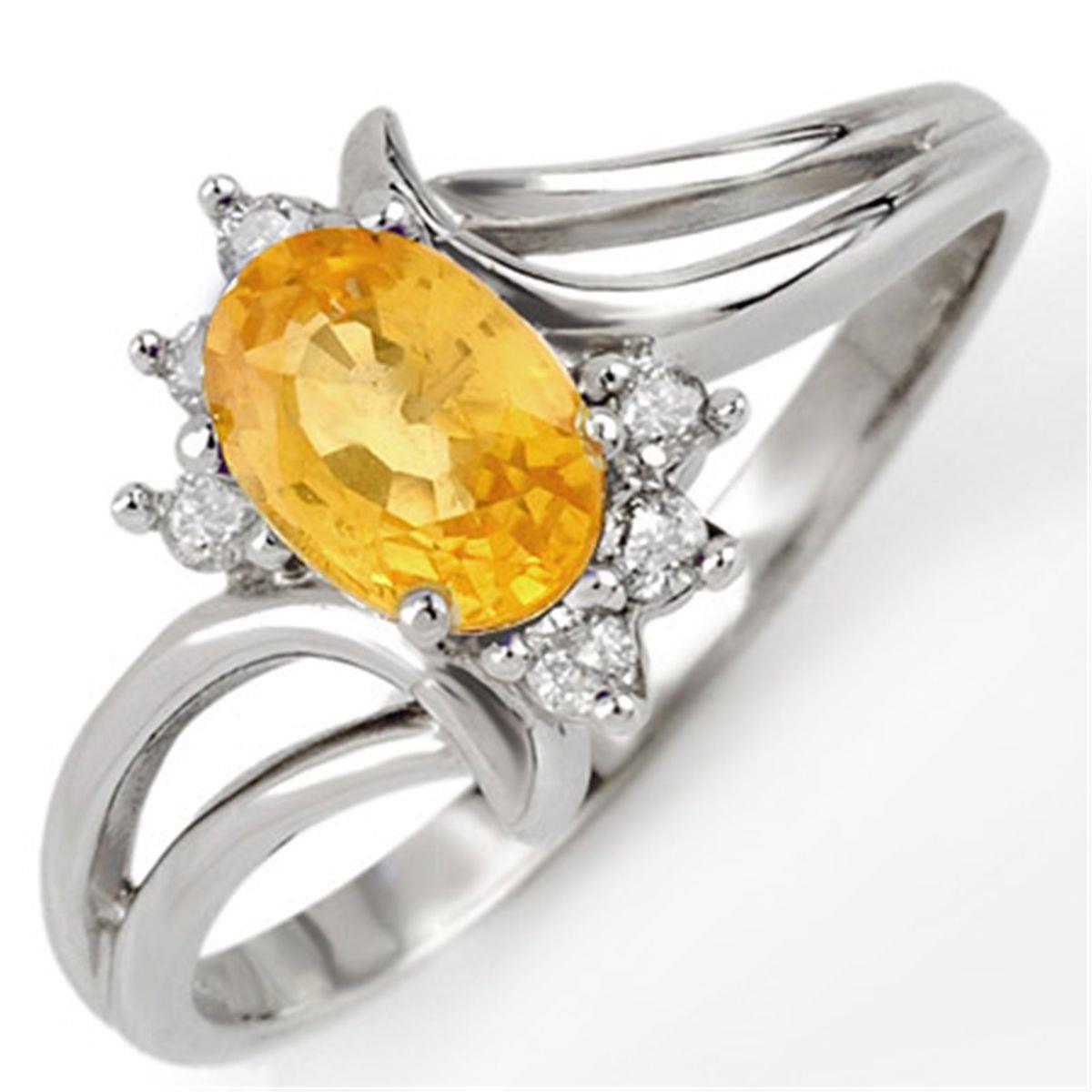 Oval Cut Yellow Sapphire And Round Diamonds Wedding Ring Gold 14K - Gemstone Ring-harrychadent.ca