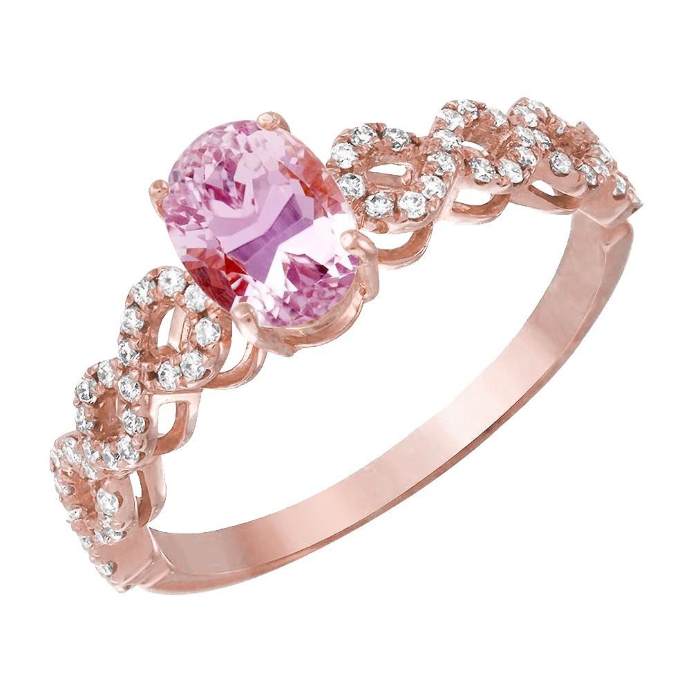 Oval Kunzite 14.75 Carats Diamonds Fancy Ring New Rose Gold 14K - Gemstone Ring-harrychadent.ca