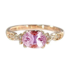 Oval Kunzite With Round Diamonds 20.50 Carats Wedding Ring Gold 14K