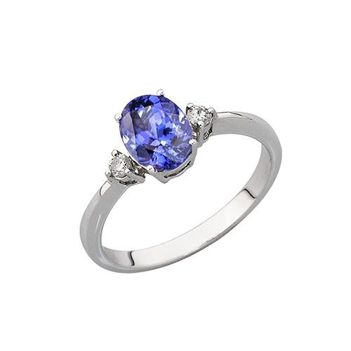 Oval & Round 1.95 Carats Tanzanite With Diamonds Ring White Gold 14K - Gemstone Ring-harrychadent.ca