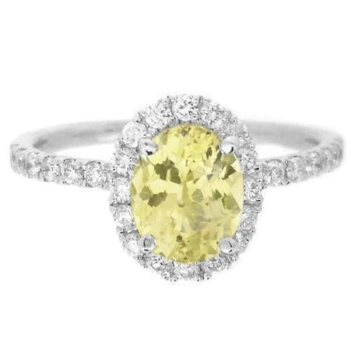 Oval & Round Cut Yellow Sapphire Diamond Ring 5 Carats White Gold 14K - Gemstone Ring-harrychadent.ca