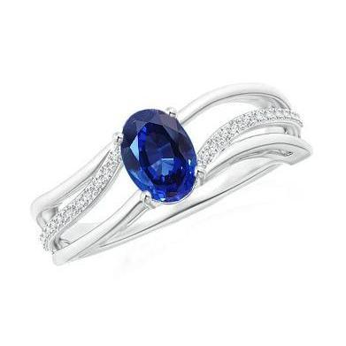 Oval Sri Lanka Blue Sapphire Diamond 3 Carats Wedding Ring - Gemstone Ring-harrychadent.ca