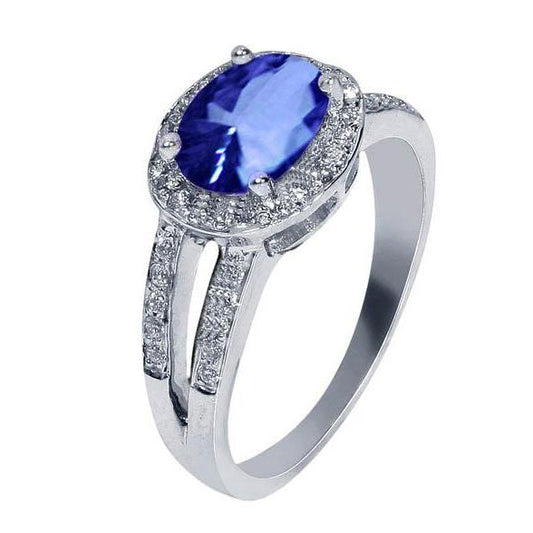 Oval Sri Lanka Sapphire Round Diamonds Ring 3.51 Carat - Gemstone Ring-harrychadent.ca