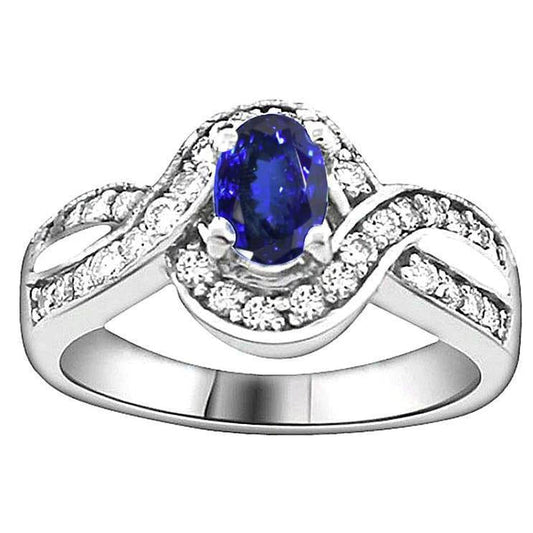 Oval Tanzanite And Round Diamonds 2.50 Carats Wedding Ring Gold 14K - Gemstone Ring-harrychadent.ca