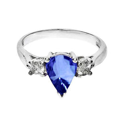 Pear Ceylon Sapphire Diamond White Gold Ring 4.20 Ct Jewelry