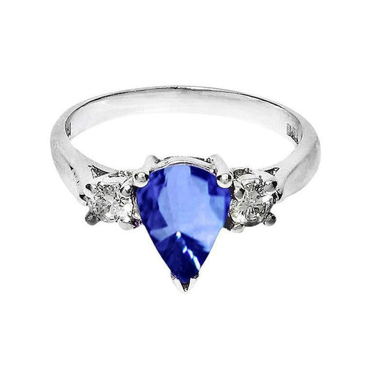 Pear Ceylon Sapphire Diamond White Gold Ring 4.21 Ct Jewelry - Gemstone Ring-harrychadent.ca