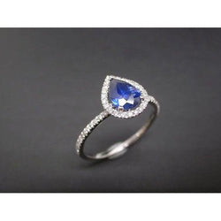 Pear Cut Sapphire Engagement Ring 2.25 Carats White Gold 14K