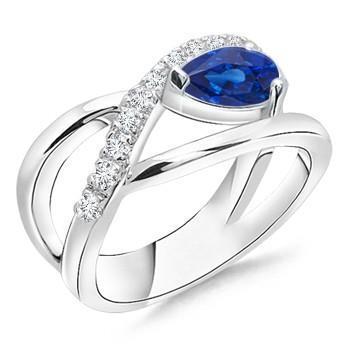 Pear & Round 2.65 Carats Sapphire Diamond Ring White Gold 14K - Gemstone Ring-harrychadent.ca