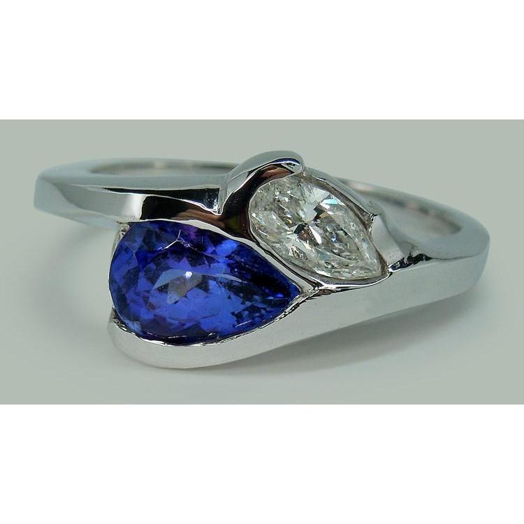 Pear Shape Infinity Tanzanite And Diamond Ring 2.25 Ct. Gold 14K - Gemstone Ring-harrychadent.ca