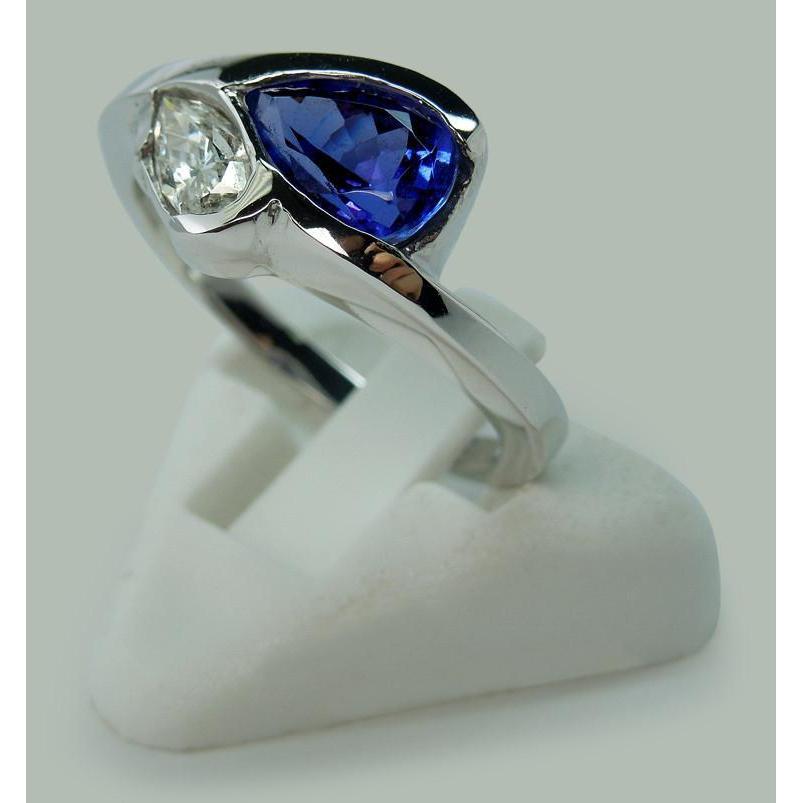 Pear Shape Infinity Tanzanite And Diamond Ring 2.25 Ct. Gold 14K - Gemstone Ring-harrychadent.ca
