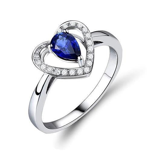 Pear Sri Lankan Sapphire And Round Diamond 2.25 Carats Ring - Gemstone Ring-harrychadent.ca