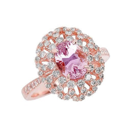 Pink Oval Cut Kunzite Natural Earth Mined Diamond Ring Lady Rose Gold Jewelry 14 Ct