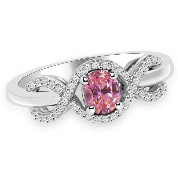 Pink Oval Cut Sapphire Diamond Ring White Gold 14K 2 Ct. - Gemstone Ring-harrychadent.ca