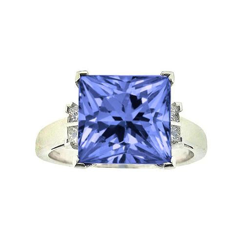 Princess Tanzanite Diamonds 8.50 Carat Fancy Ring White Gold 14K - Gemstone Ring-harrychadent.ca